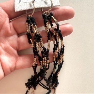 Free People Ashore Dangle Black & Gold Earrings